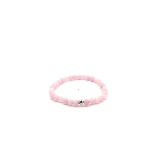 Natural Rose Quartz Gemstones Mini 4mm 18K White Gold Charm Bead - Picture 1 of 5